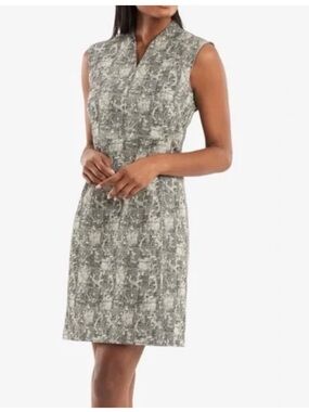 MM LaFleur Black and White Tweed V-Neck Sheath Dress